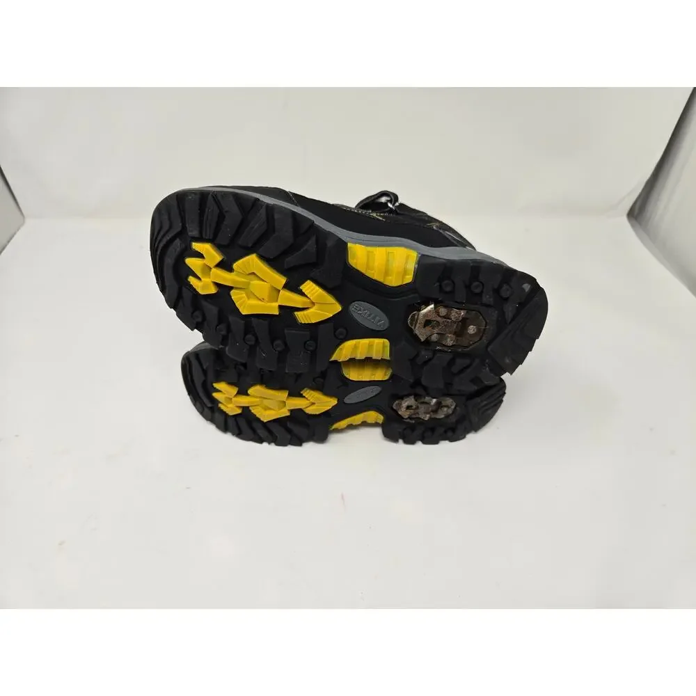 VITIKE Kids Waterproof Winter Snow Boots Black Yellow Fleece Lined Ice 2.5